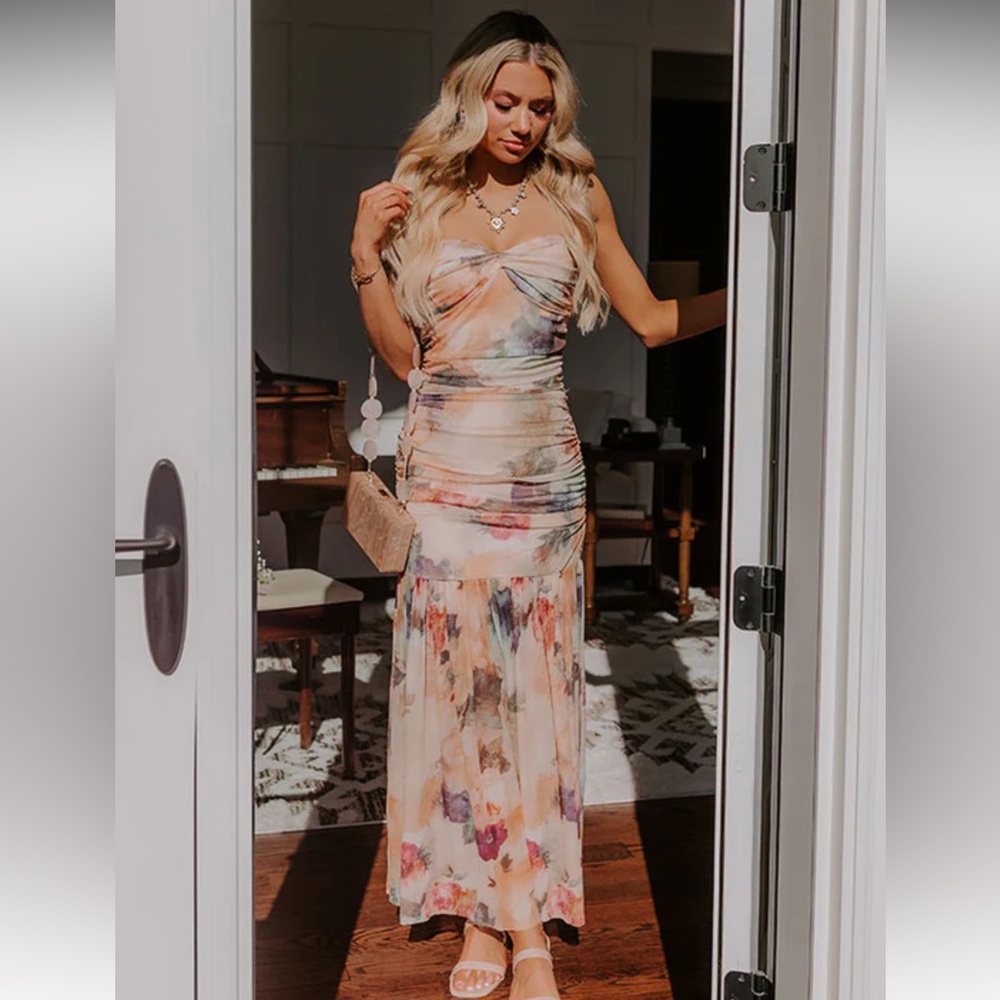 Floral Ruched Maxi Dress